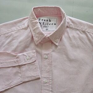 Frank‎ & Eileen XS Finbar Button Up Shirt Long Sleeve Pink Stripe Oxford Cotton